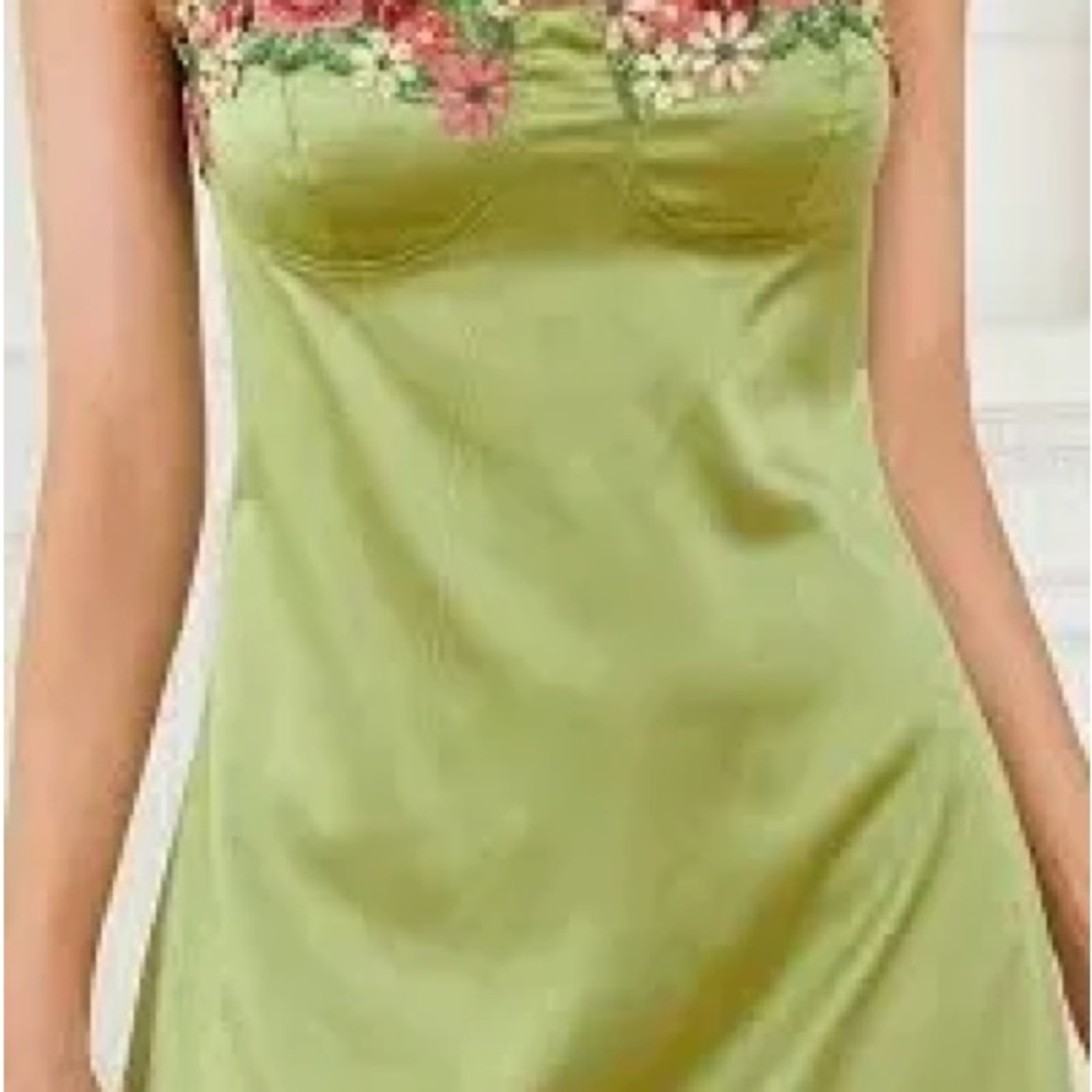 Floral Embroidered Green Mini Dress | Kenzie Mini Dress